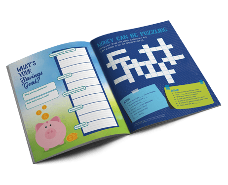 KidsPlus activity book with coloring pages, crosswords and more.